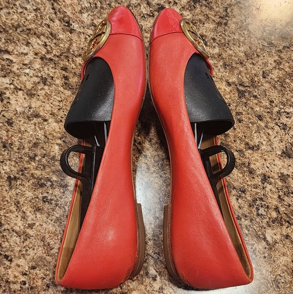 TORY BURCH Rounded-Square-Toe Ballet Flats - Red/Orange - 6.5 - Picture 4 of 10